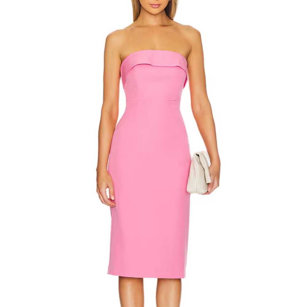 Bardot Georgia Midi Strapless Dress Candy Barbie Party Cocktail Pink XS 2